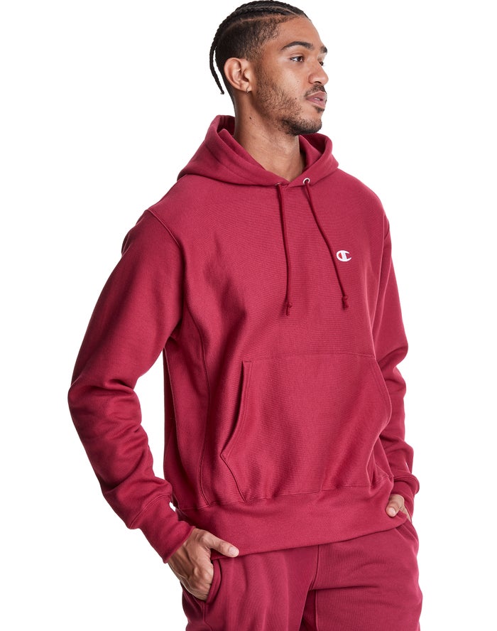 Champion Reverse Weave C Logo Hoodie Heren - Rood - Belgie 2981LWSXG